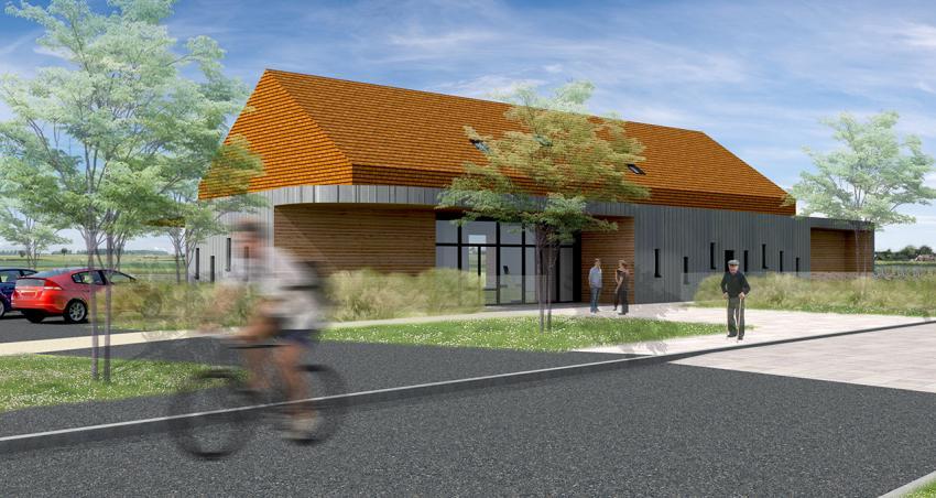 vue de l'entrée du futur espace multifonctions de Luray (28)