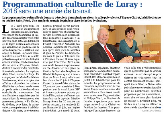 Luray - Programmation culturelle 2018 - Mtaville - 08 février 2018